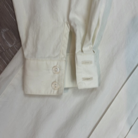 Talbots Cream Cotton Pleat Front Low Collar Size 10 - Picture 3 of 13